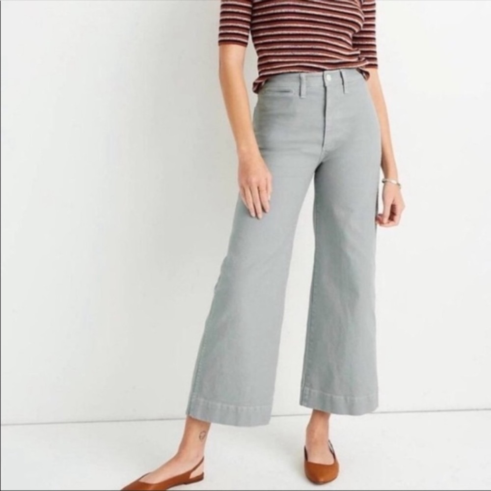 Madewell Wide-Leg Crop Pants in Dusty Pool